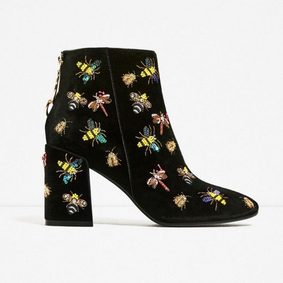 Zara Shoes - ZARA || beaded black ankle boots 😩🤩